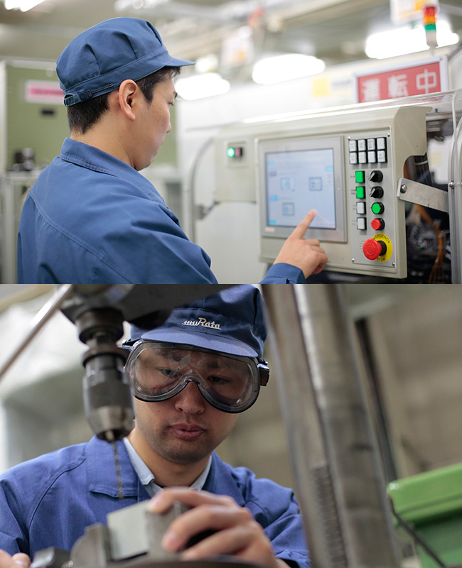 設備や機械を操作している様子