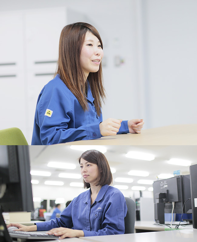 意見交換中の様子と事務処理中の様子